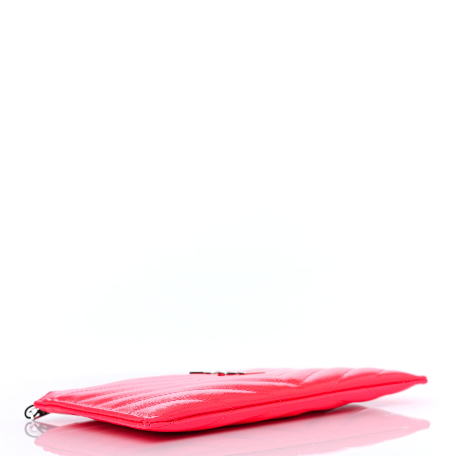 Saint Laurent Patent Grain De Poudre Matelasse Chevron Monogram Bill Pouch Neon Pink 3 of 4