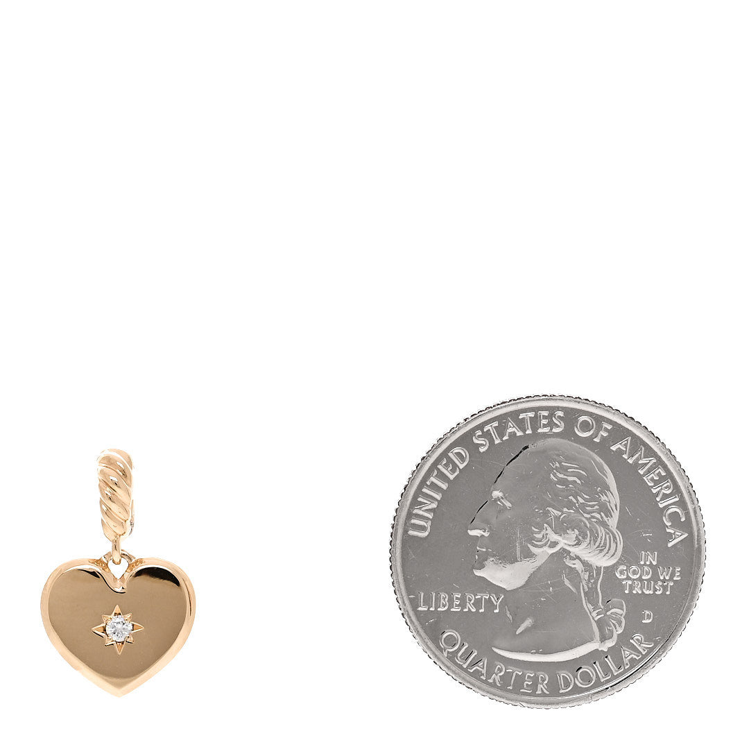 David Yurman 18K Yellow Gold Diamond Compass Heart Pendant 2 of 4