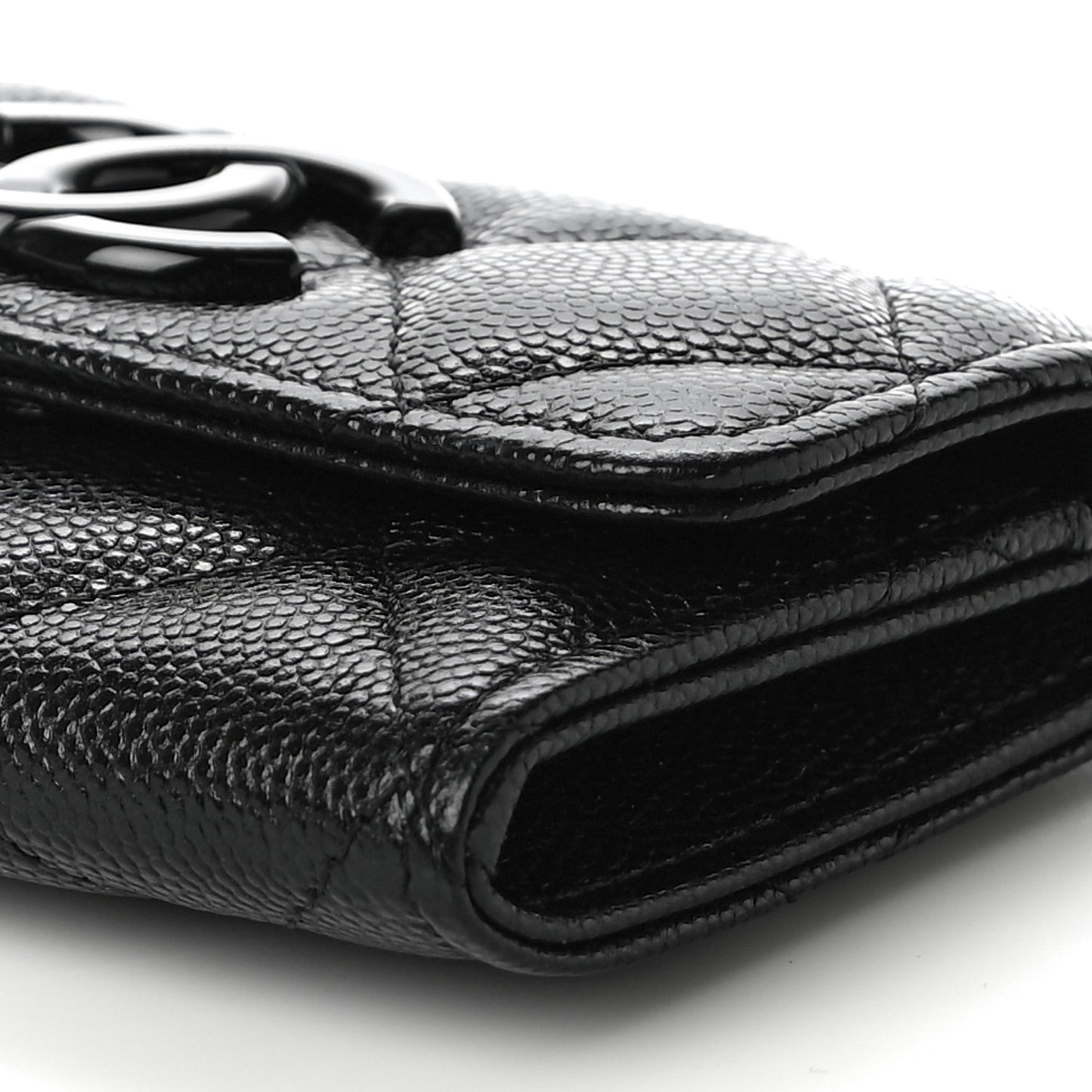 Caviar Quilted My Everything Flap Card Holder Black
