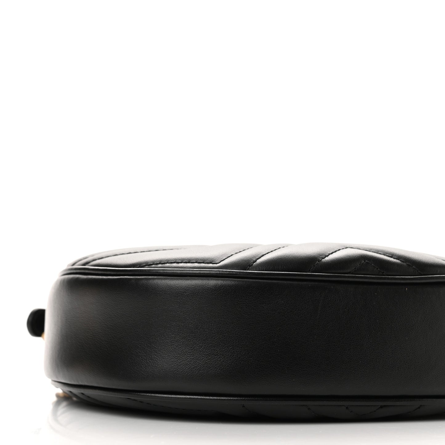 Calfskin Matelasse Chevron Mini GG Marmont Half Moon Hobo Black