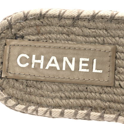Chanel Denim CC Espadrille Mules 37 White Black 9 of 14