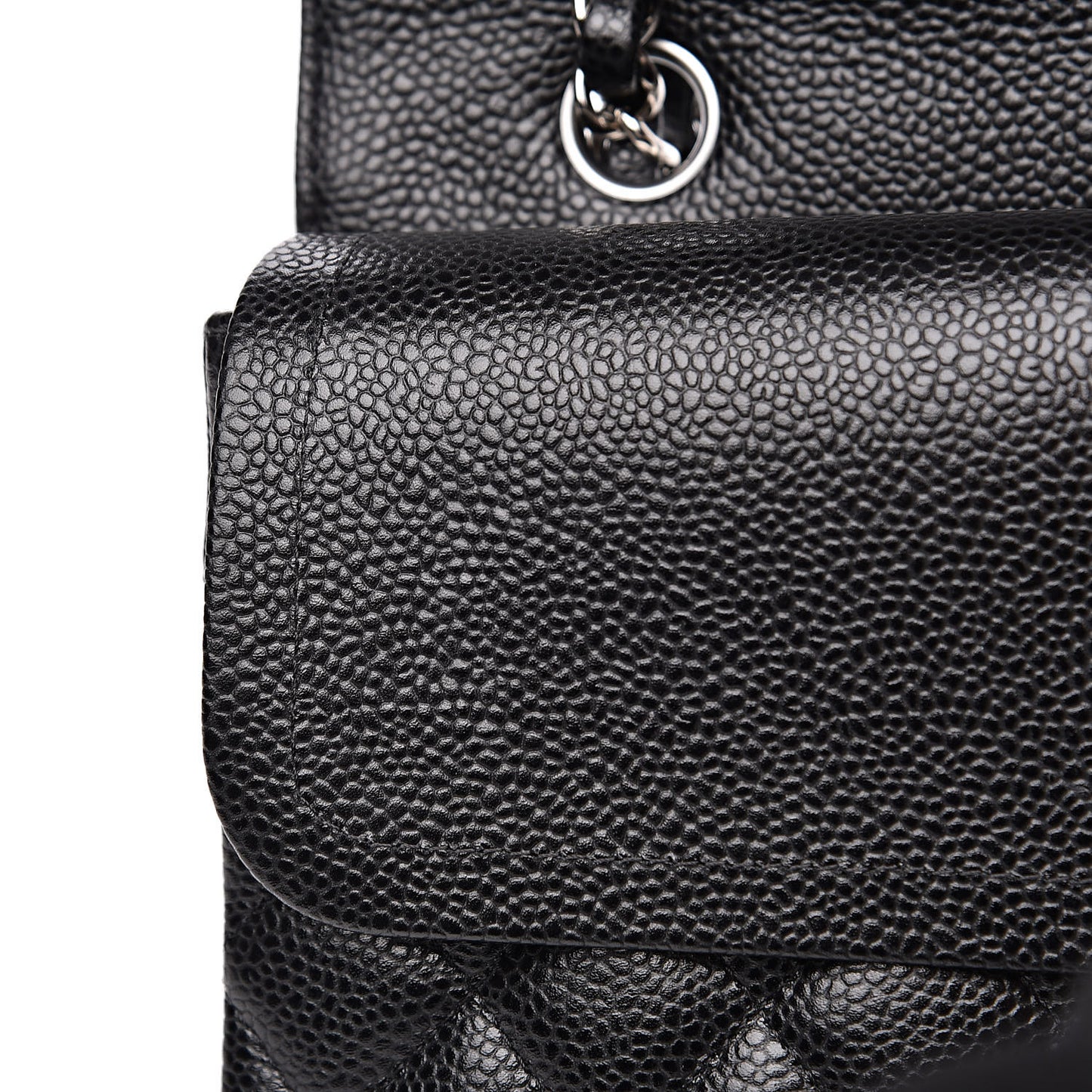 Caviar Quilted Medium Double Flap Black