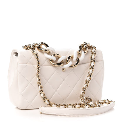 Chanel Lambskin Quilted Resin Bi-Color Chain Flap Bag White 3 of 11
