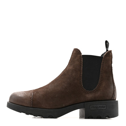Miu Miu Suede Chelsea Boots 37.5 Dark Brown 1 of 14