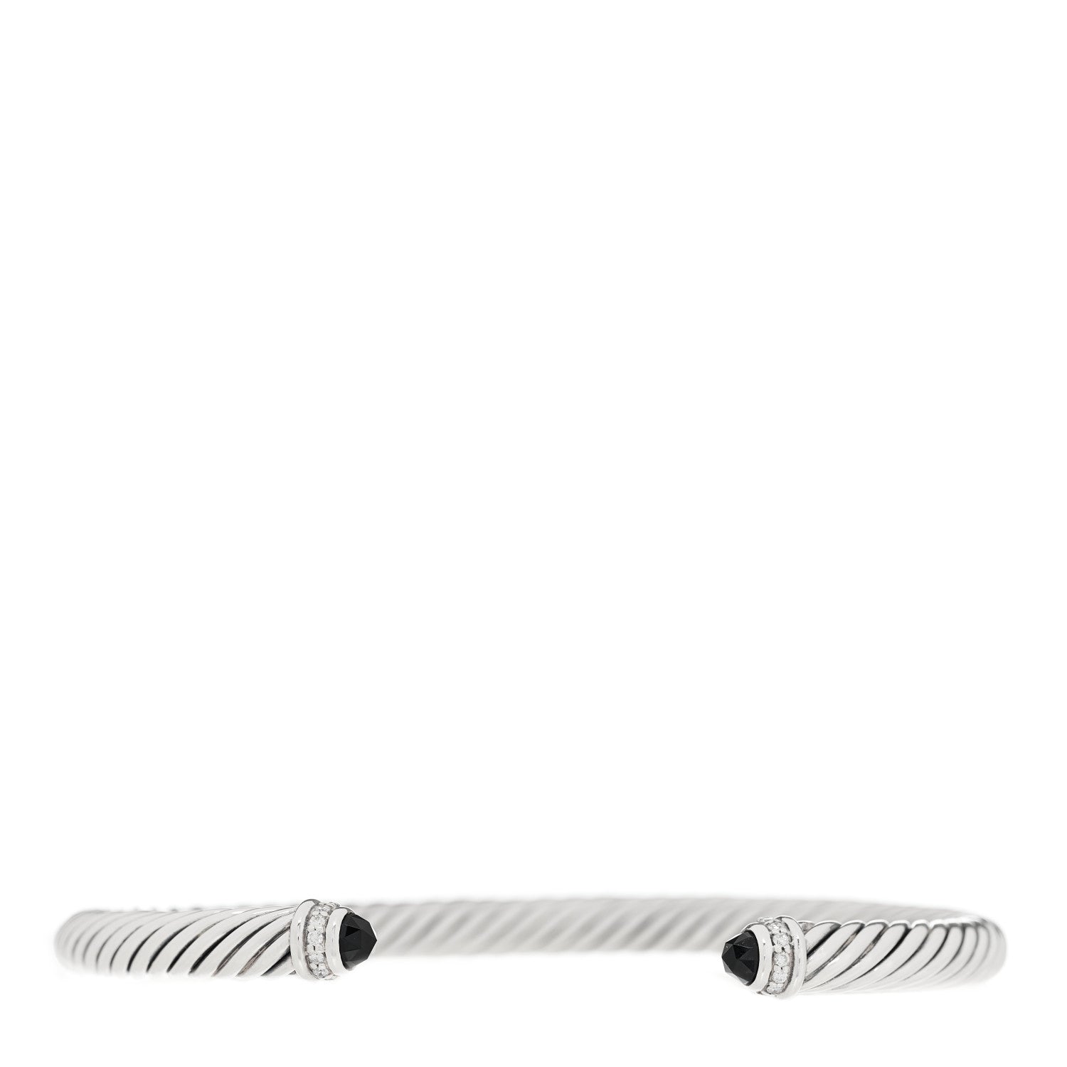 David Yurman Sterling Silver Diamond Black Onyx 5mm Cable Classics Bracelet 1 of 3