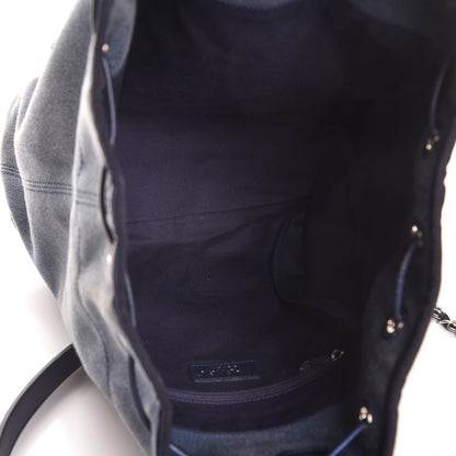 Chanel Canvas Sequin Large Deauville Backpack Navy 5 of 7