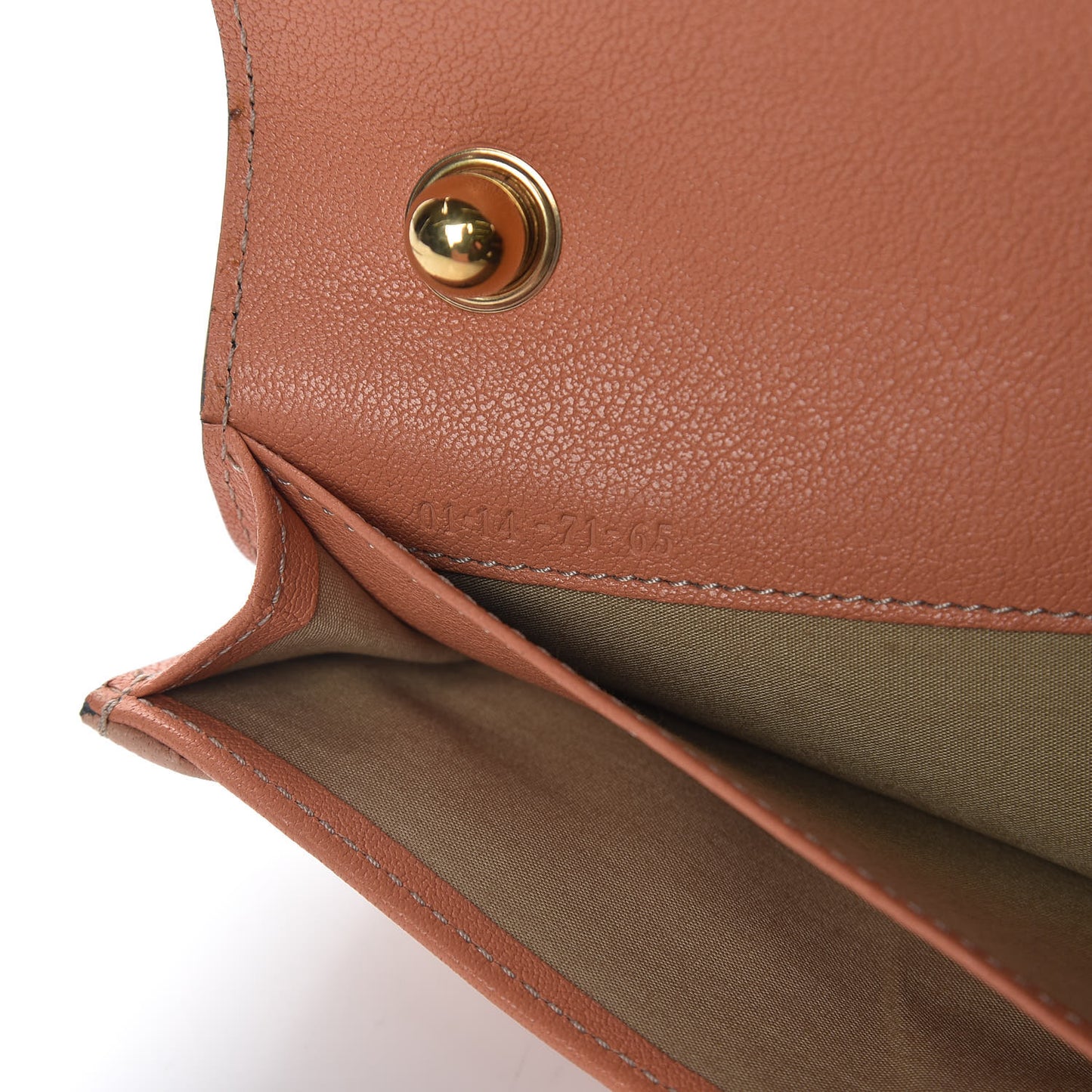 Metallic Calfskin Patchwork Chain Wallet Blush Nude