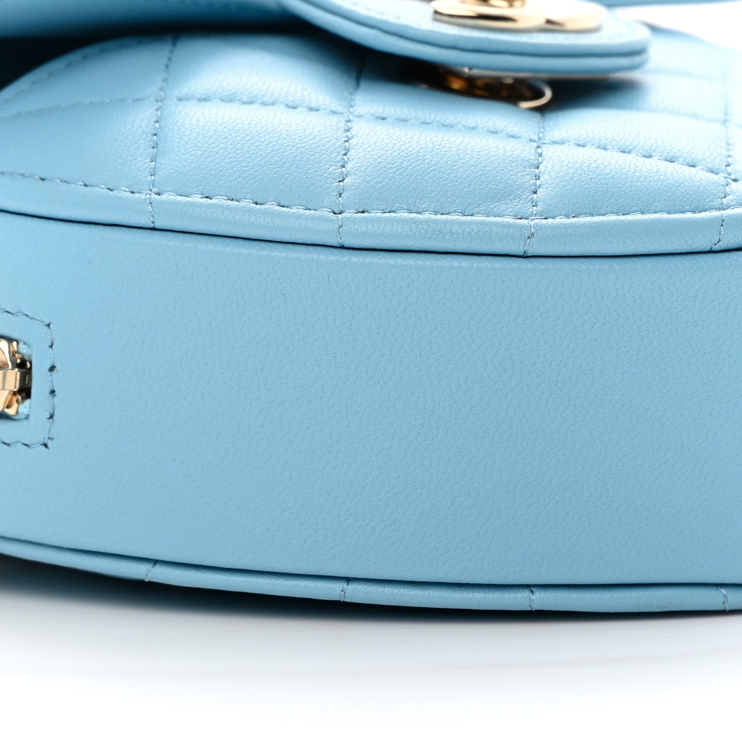 Chanel Lambskin Quilted CC In Love Heart Clutch With Chain Light Blue 9 of 12