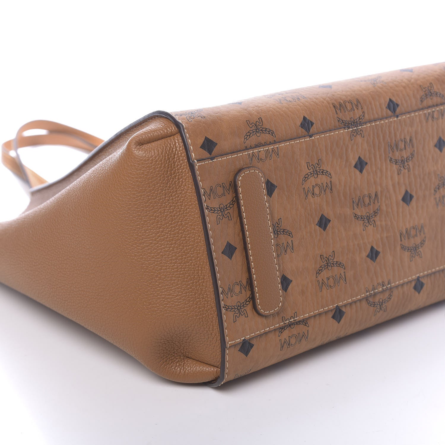 MCM Visetos Medium Yris Shopper Tote Cognac 8 of 9