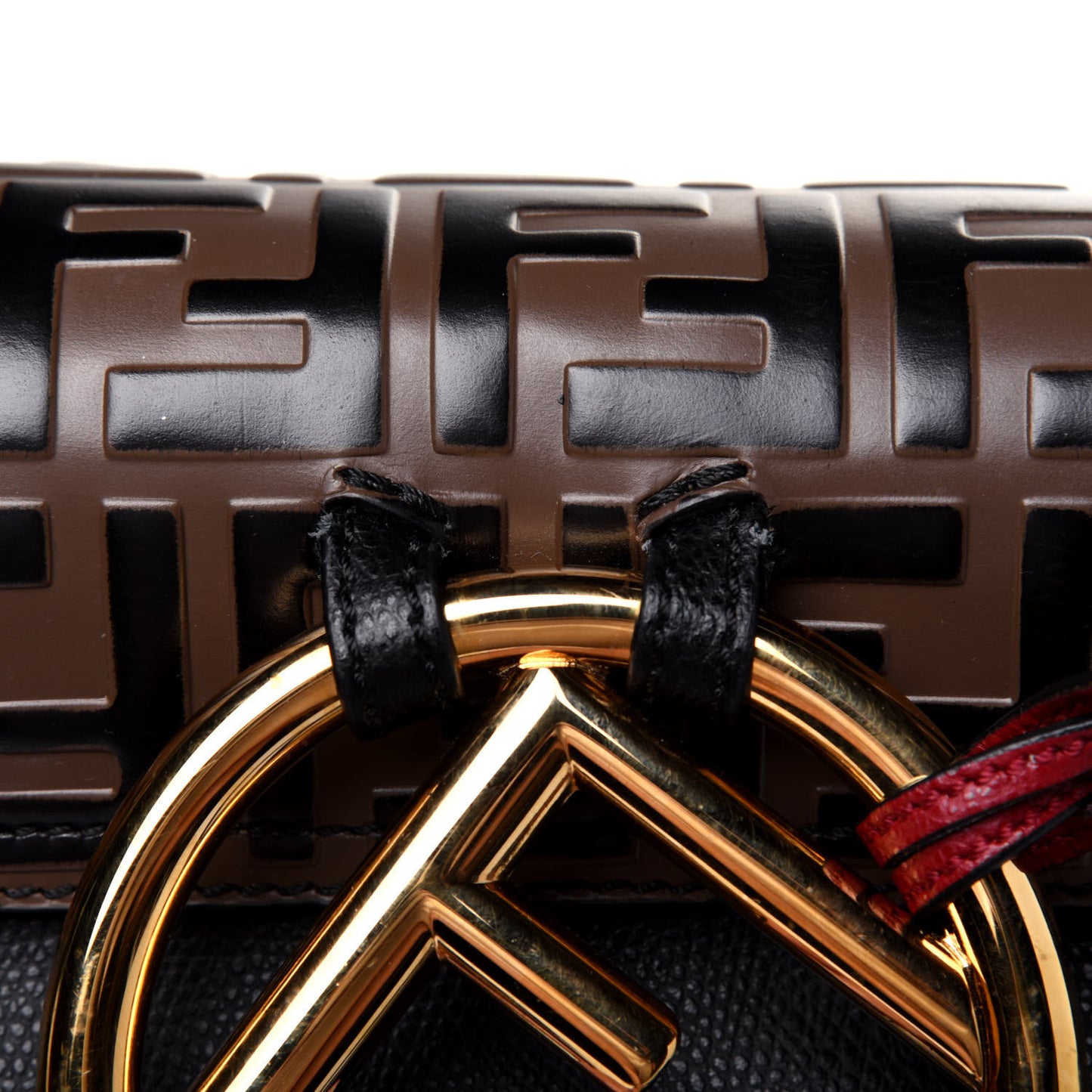 Vitello Cruise Bi-Color FF 1974 Embossed F is Fendi Drawstring Backpack Black Fragola Maya