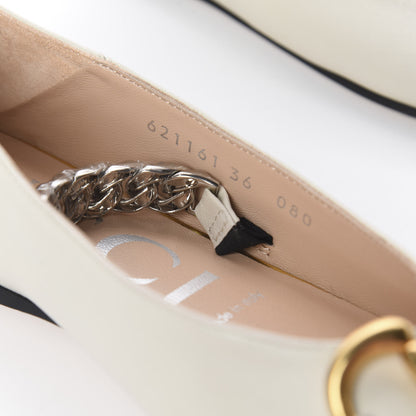 Gucci Nappa Lumiere Deva Horsebit Chain Embellished Flats 36 Dusty White 5 of 14