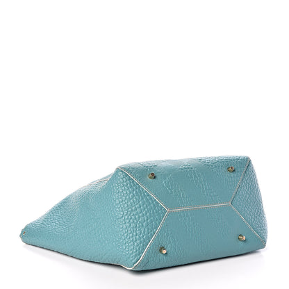 Burberry Signature Grain Calfskin Check Embossed Small Canterbury Tote Aqua Green 5 of 10