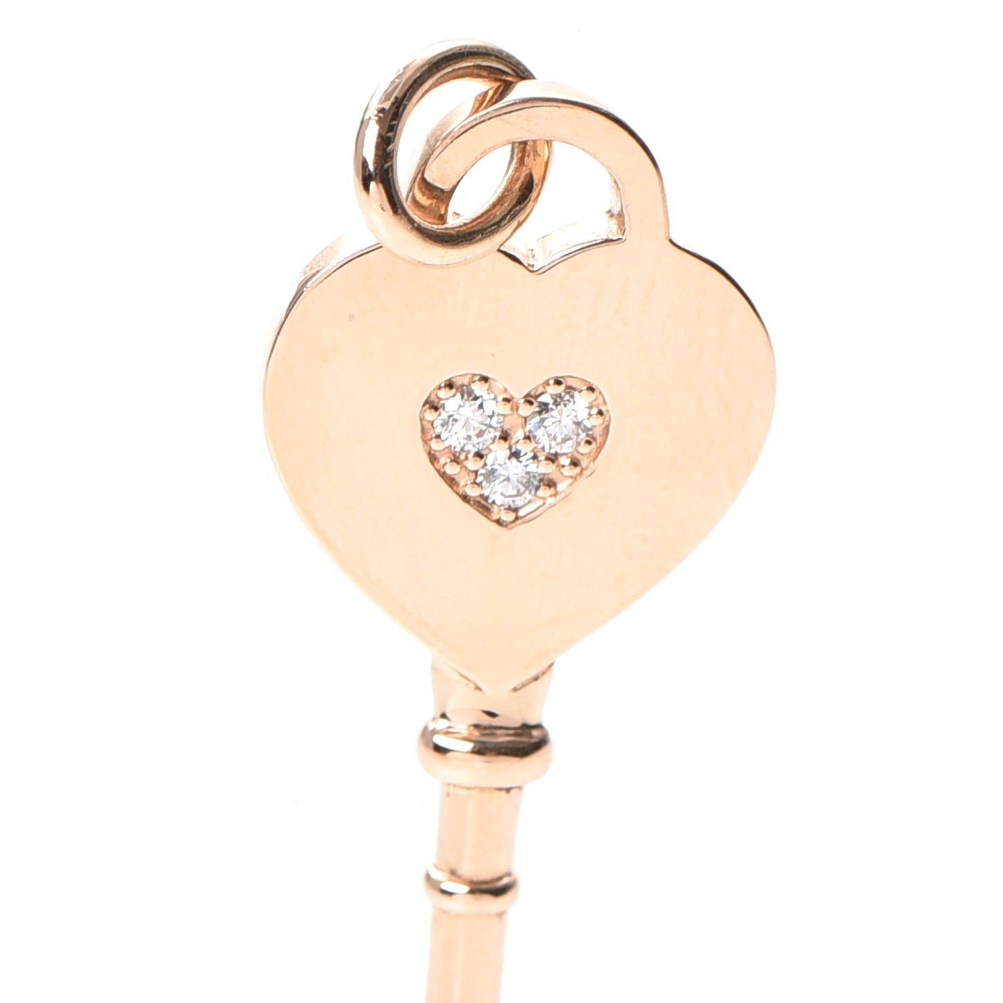 18K Rose Gold Diamond Heart Key Pendant