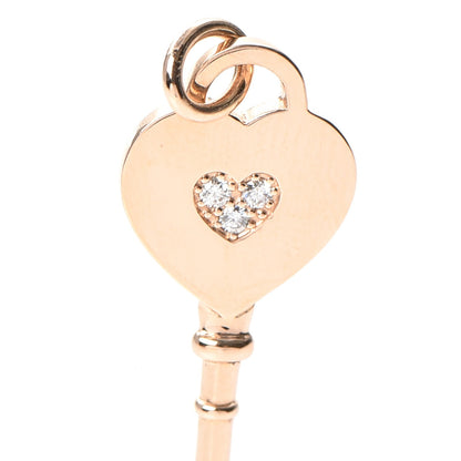 Tiffany 18K Rose Gold Diamond Heart Key Pendant 3 of 5