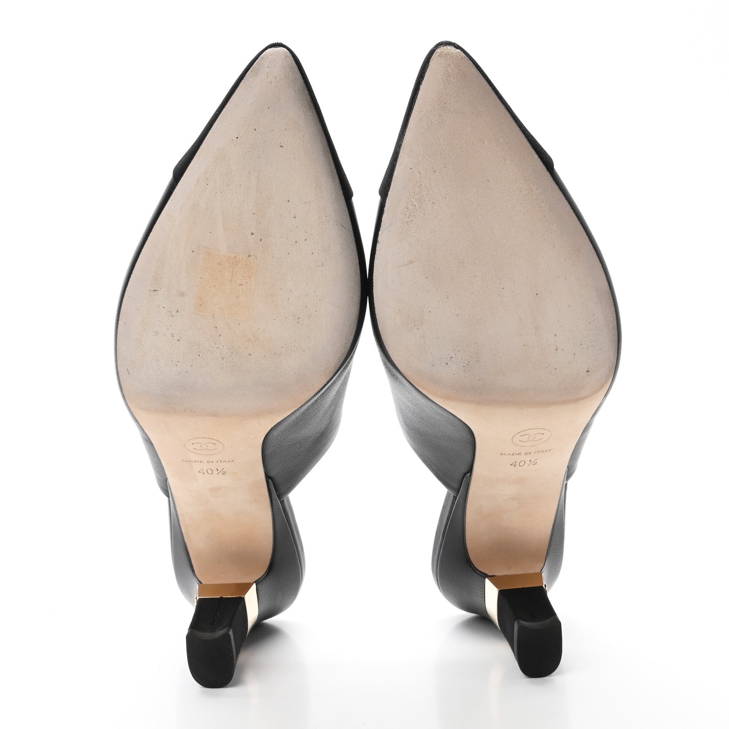 Lambskin Grosgrain Cap Toe CC Mules 40.5 Black