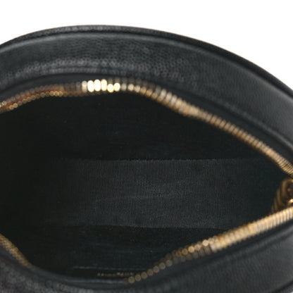 Saint Laurent Grain De Poudre Matelasse Chevron Quilted Round Vinyle Camera Bag Black 5 of 9