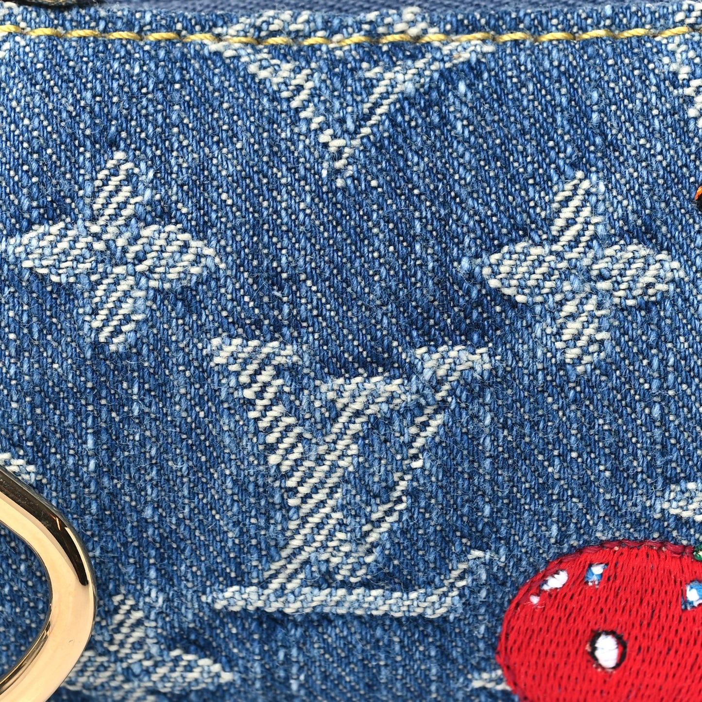 LV X TM Monogram Denim Cerises Key Pouch Blue