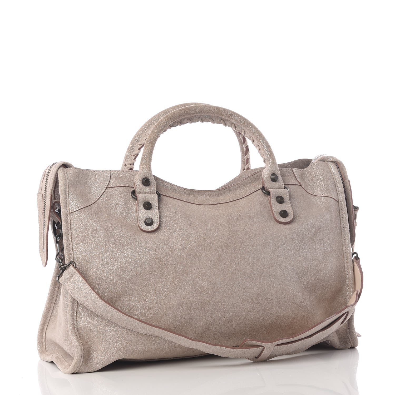 Balenciaga Metallic Craquele Calfskin Classic Hardware City Bois de Rose 2 of 8