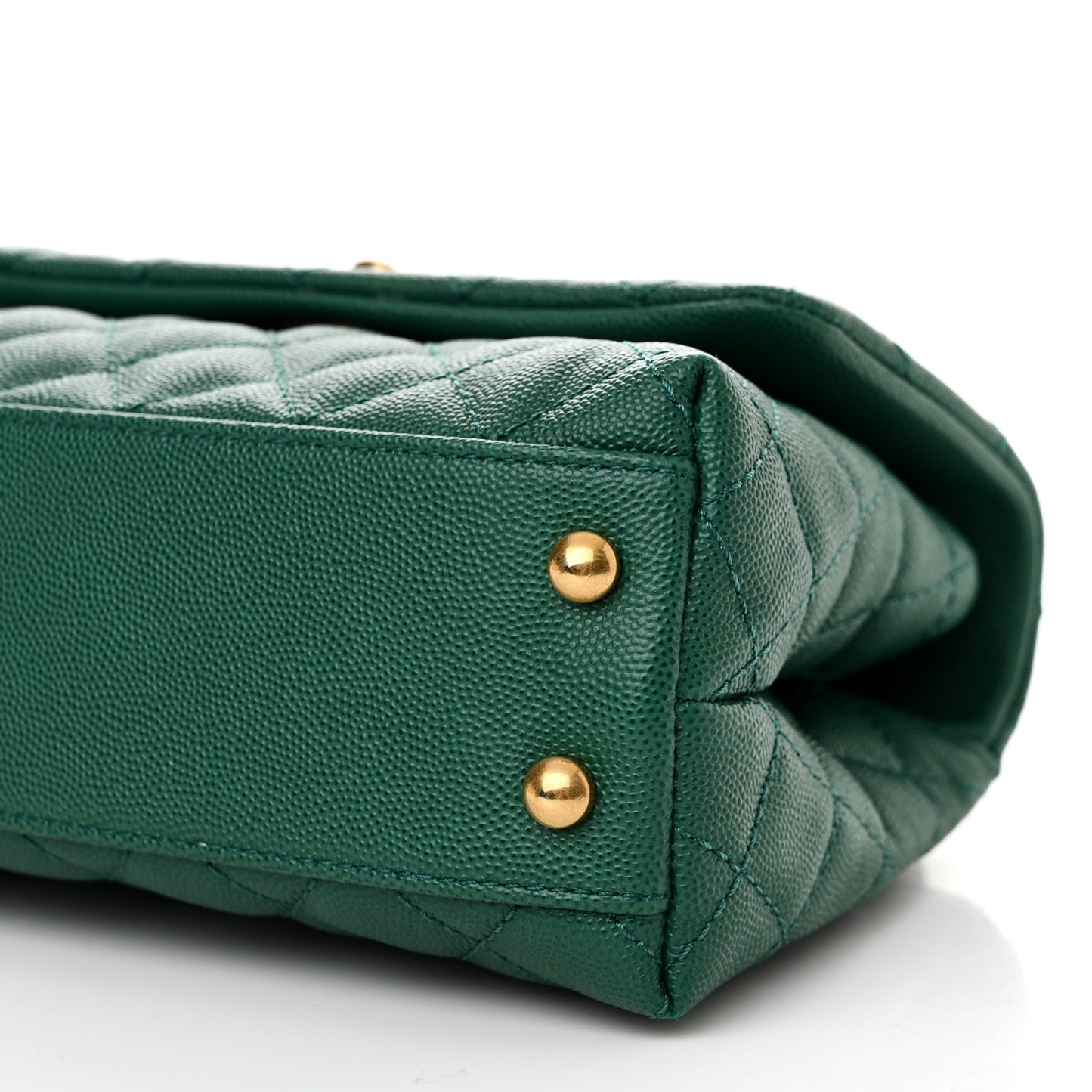 Caviar Quilted Mini Coco Handle Flap Green
