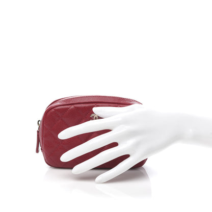 Chanel Caviar Quilted Small Curvy Pouch Cosmetic Case Dark Pink 2 of 8