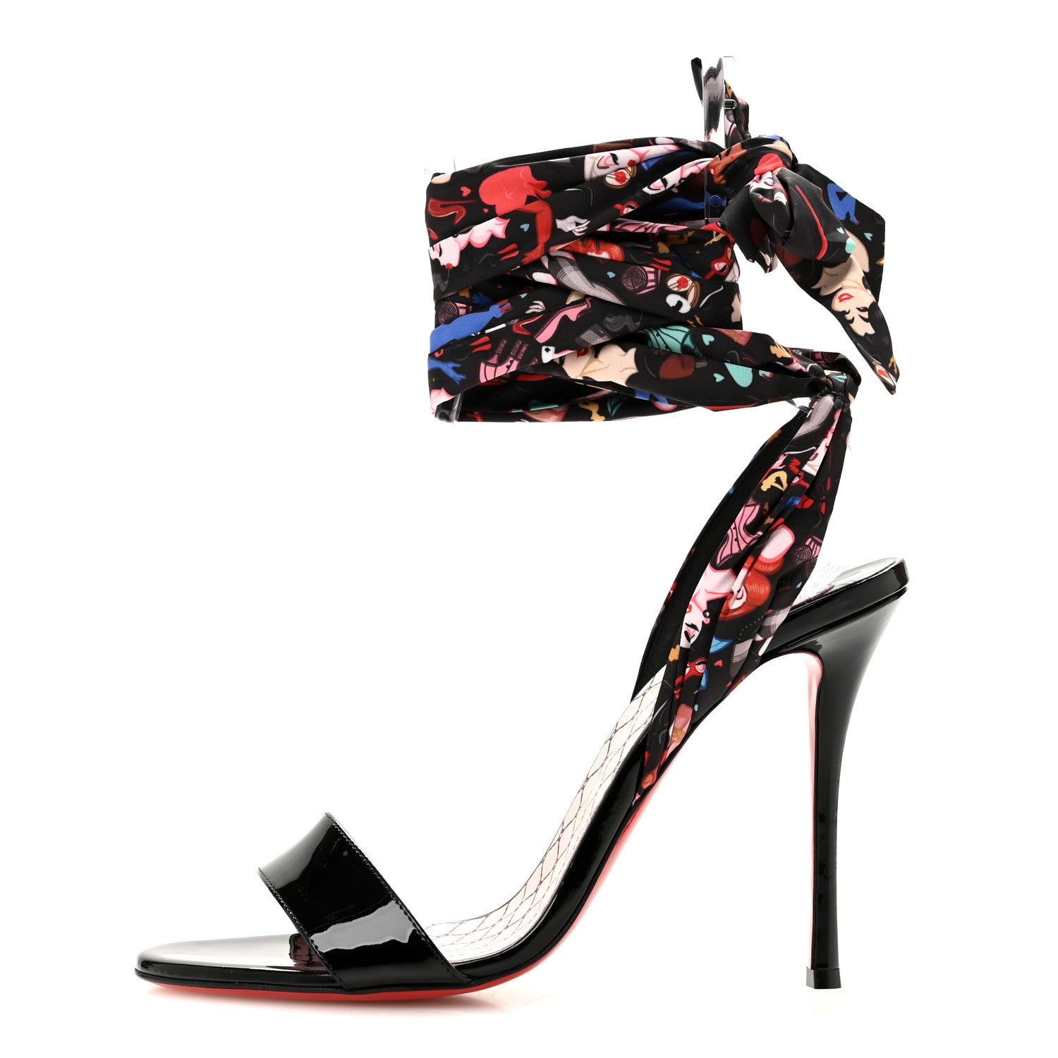 Christian Louboutin Patent Satin Fetish Du Desert 100 Sandal 39.5 Black 39.5 Black 1 of 9