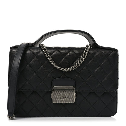 Chanel Goatskin Quilted Small CC University Top Handle Flap Black 1 of 10