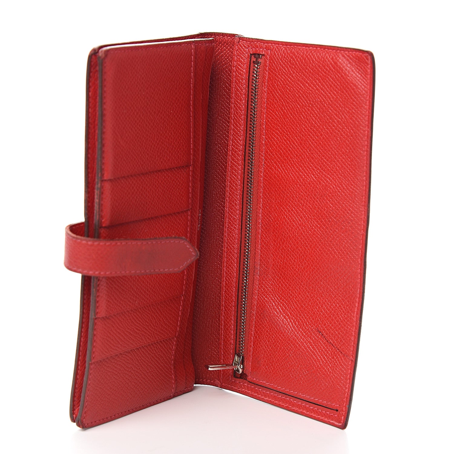 Hermes Epsom Bearn Gusset Wallet Rouge Casaque 4 of 13