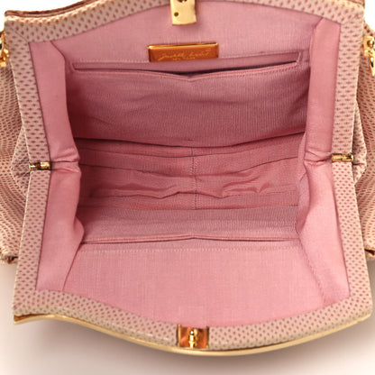 Judith Leiber Crystal Lizard Embossed Pleated Evening Bag Beige 5 of 11
