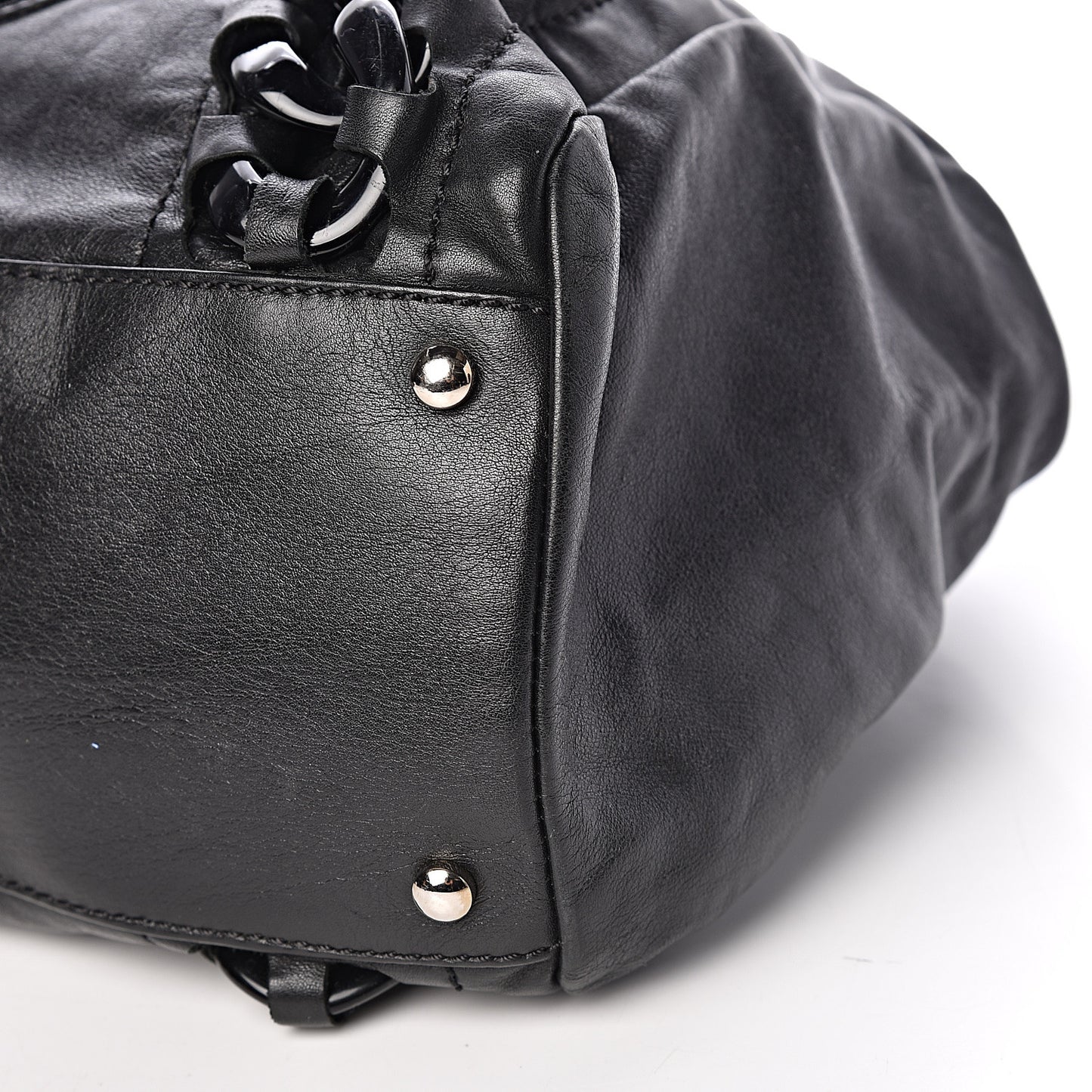 Calfskin Modern Chain Rhodoid East West Tote Black