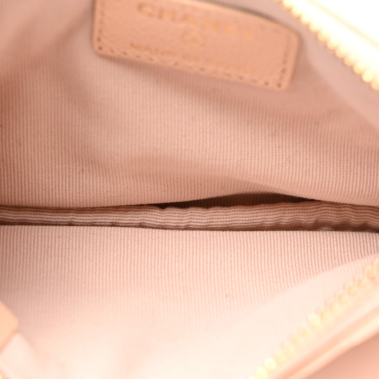 Caviar Quilted Small Cosmetic Case Light Beige
