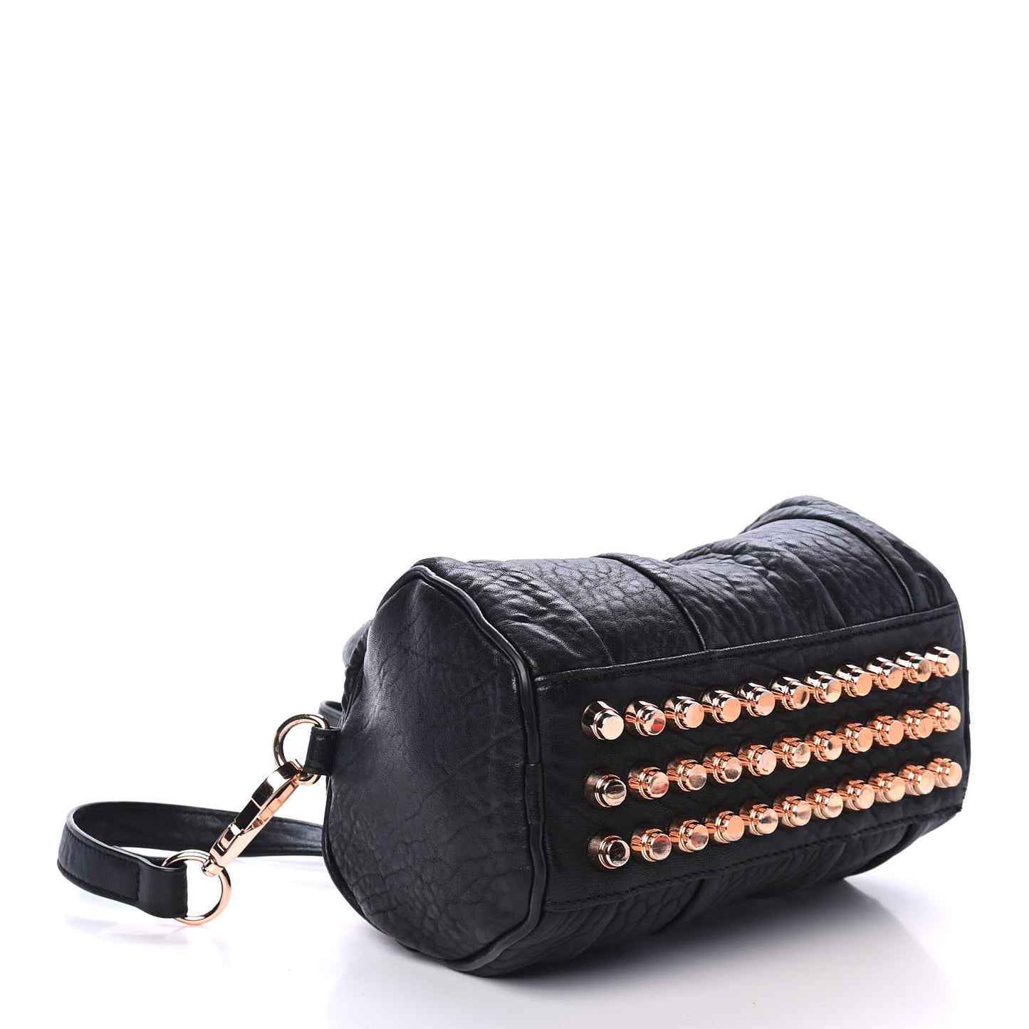 Pebbled Lambskin Mini Rockie Black Rose Gold Hardware