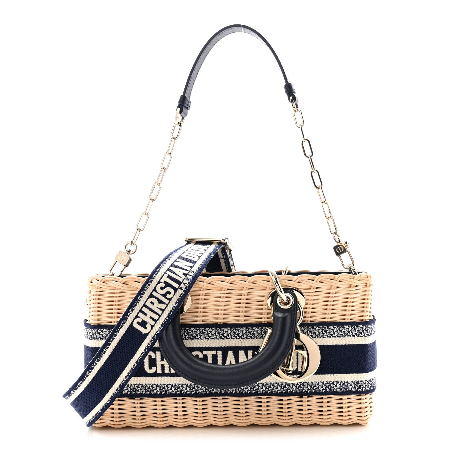 Christian Dior Wicker Oblique Dioriviera Medium Lady D-Joy Bag Blue 1 of 8