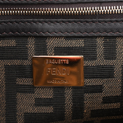 Fendi Fabric Jacquard FF 1974 Medium Baguette Tobacco Moro Black 6 of 10