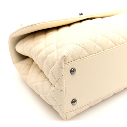 Chanel Caviar Lizard Quilted Medium Coco Handle Flap White 9 of 10
