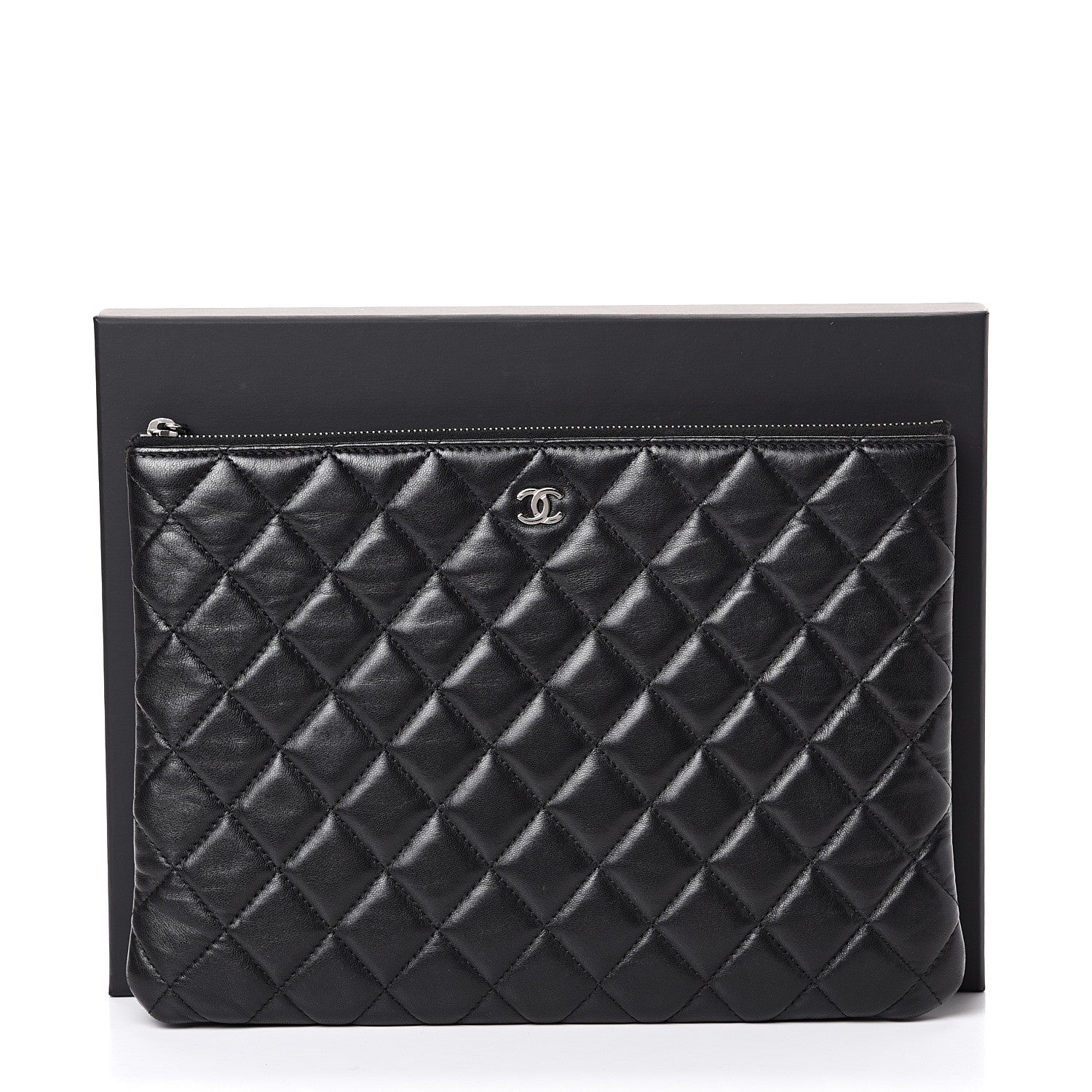 Chanel Lambskin Quilted Medium Cosmetic Case Black 9 of 9