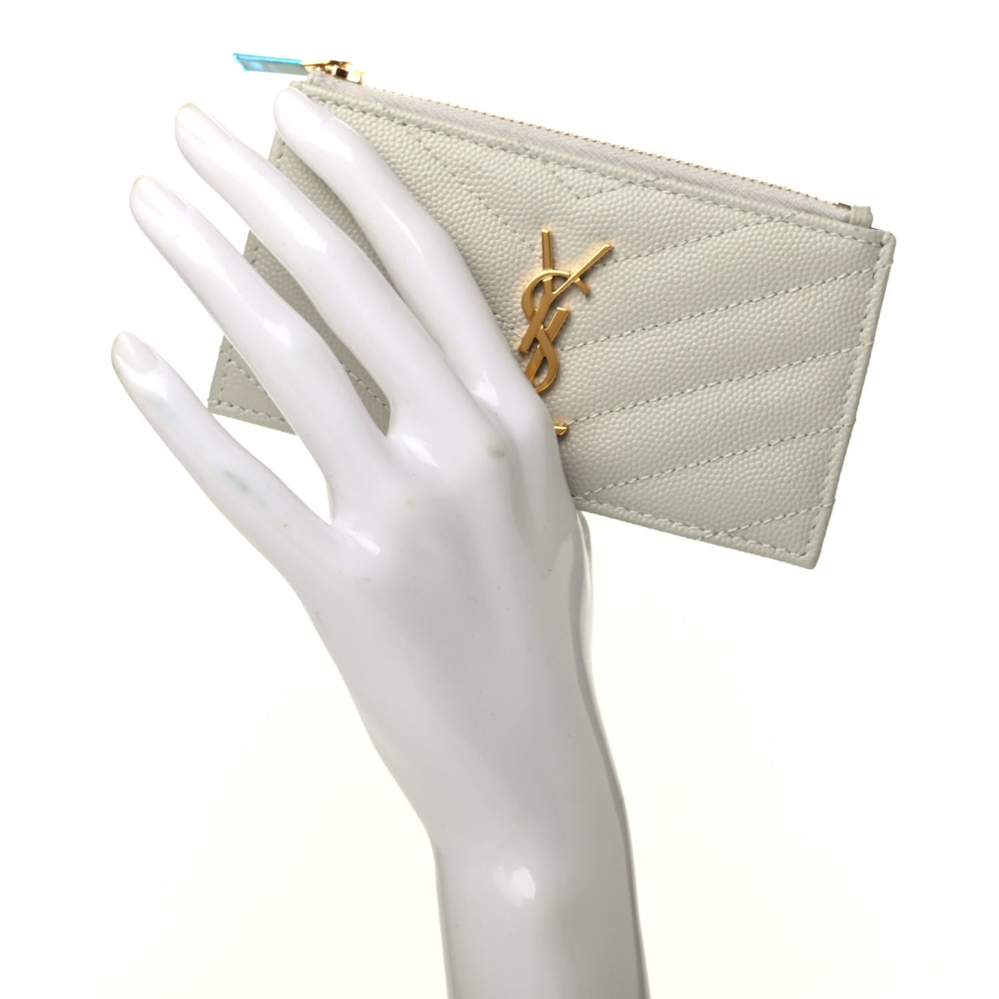 Grain De Poudre Matelasse Chevron Monogram Fragments Zippered Card Case Crema Soft