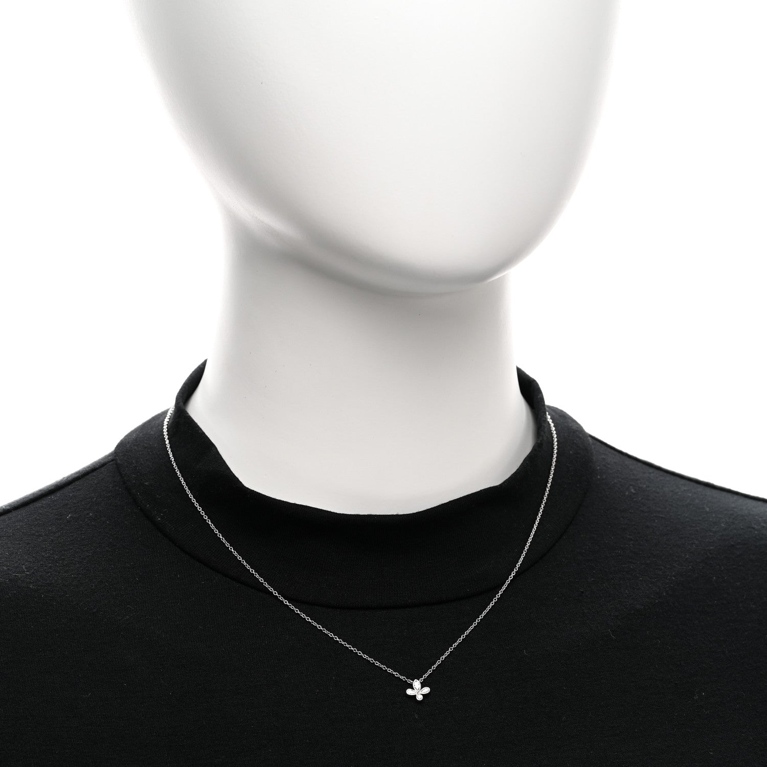 Tiffany Platinum Diamond Fleur de Lis Pendant Necklace 2 of 5
