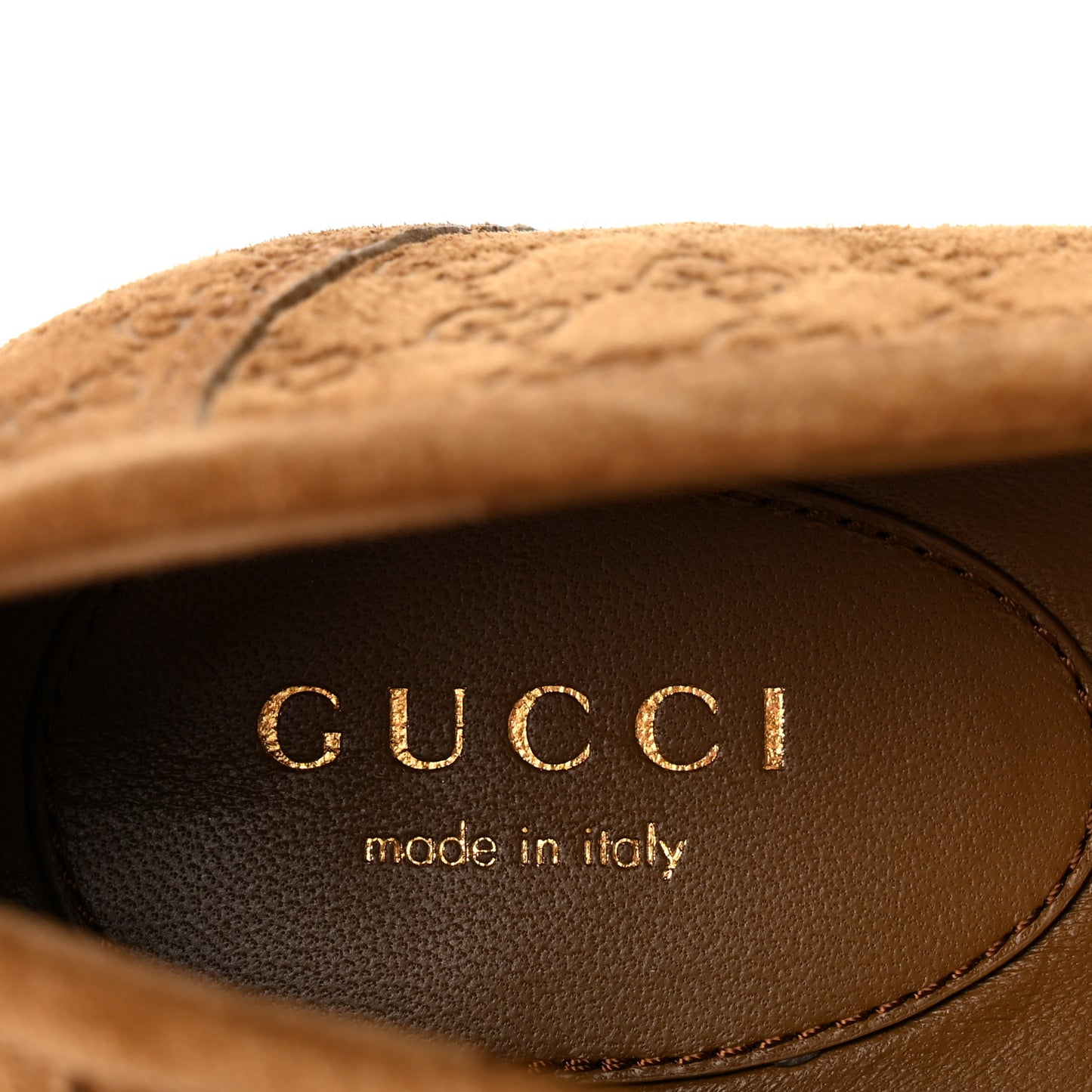 Suede Micro GG Horsebit Womens Kensington Moccasin Loafers 38.5 Cuoio