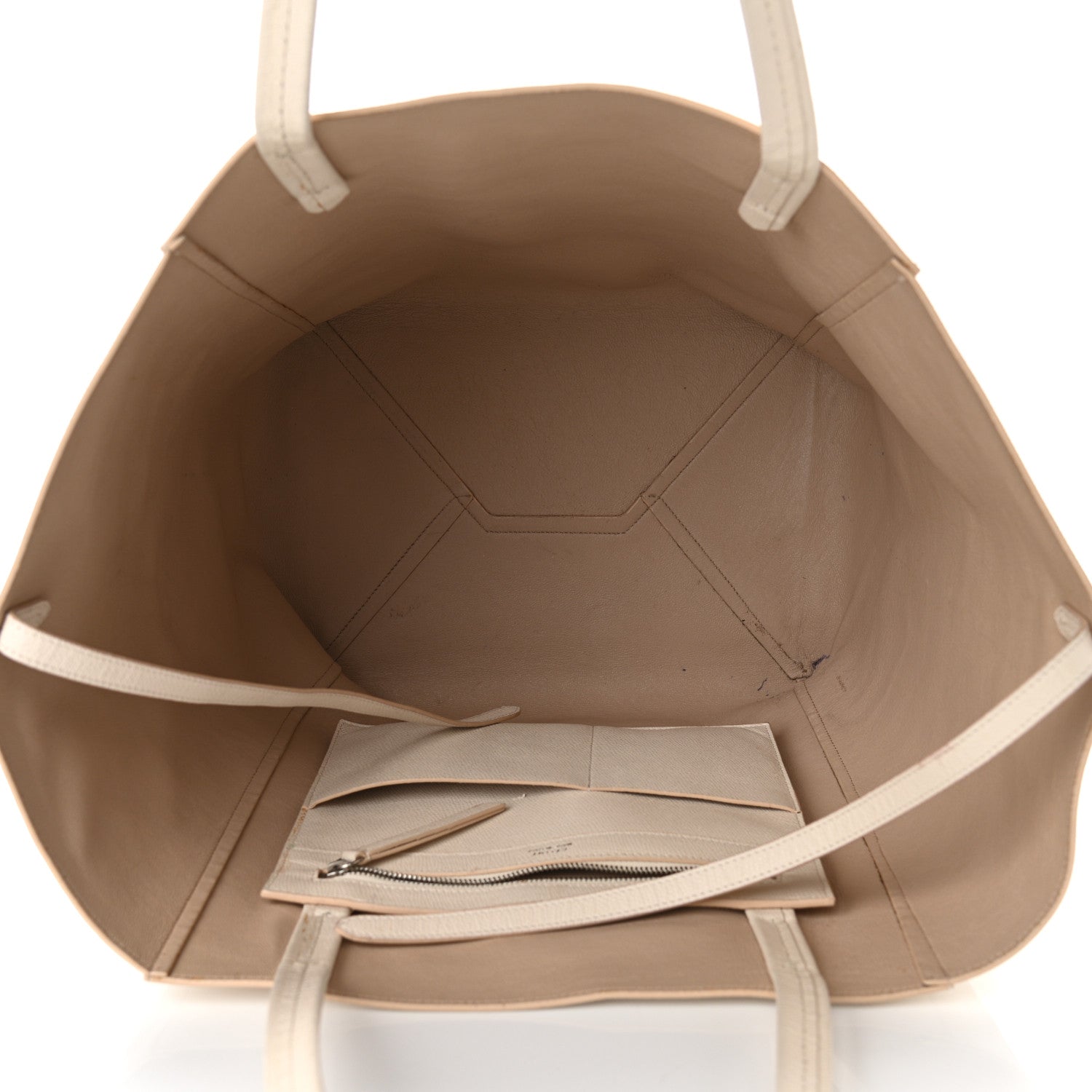 Celine Grained Calfskin Medium Horizontal Cabas Phantom White 4 of 8