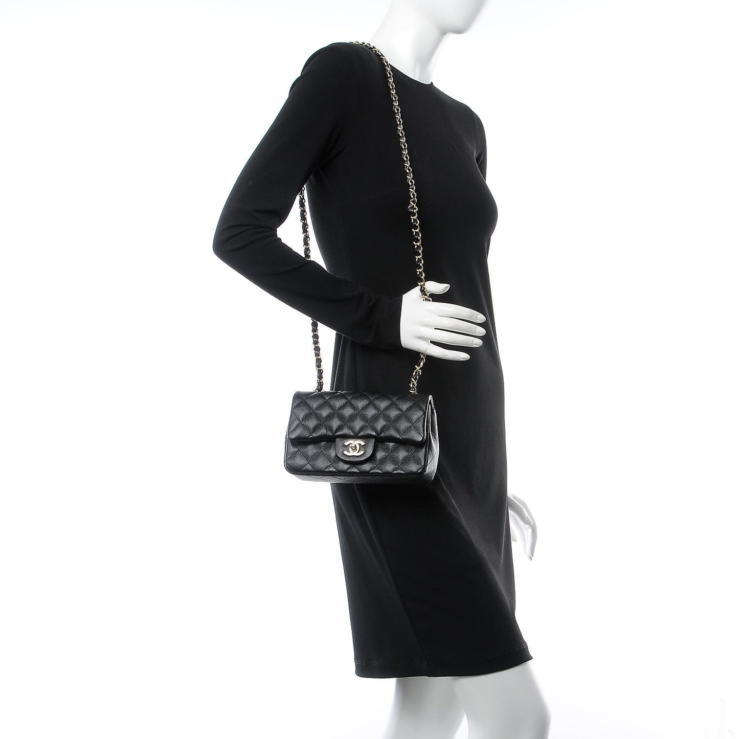 Caviar Quilted Mini Rectangular Flap Black