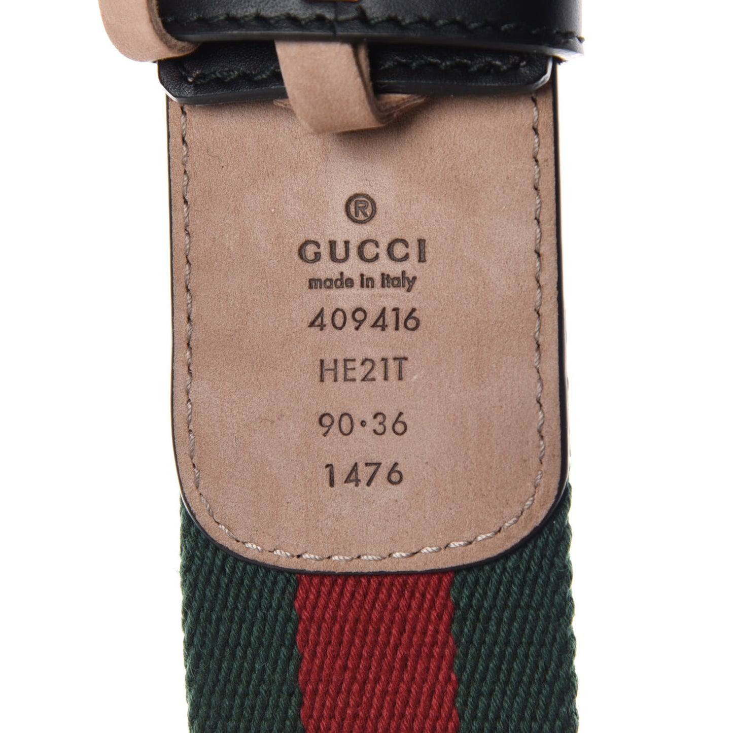 Nylon Calfskin Double G Web 40mm Belt 90 36 Green Red Black