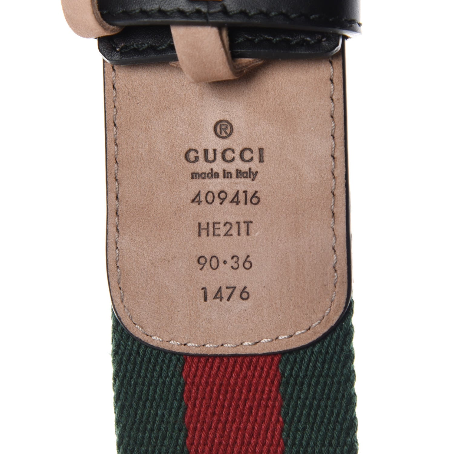Gucci Nylon Calfskin Double G Web 40mm Belt 90 36 Green Red Black 4 of 7