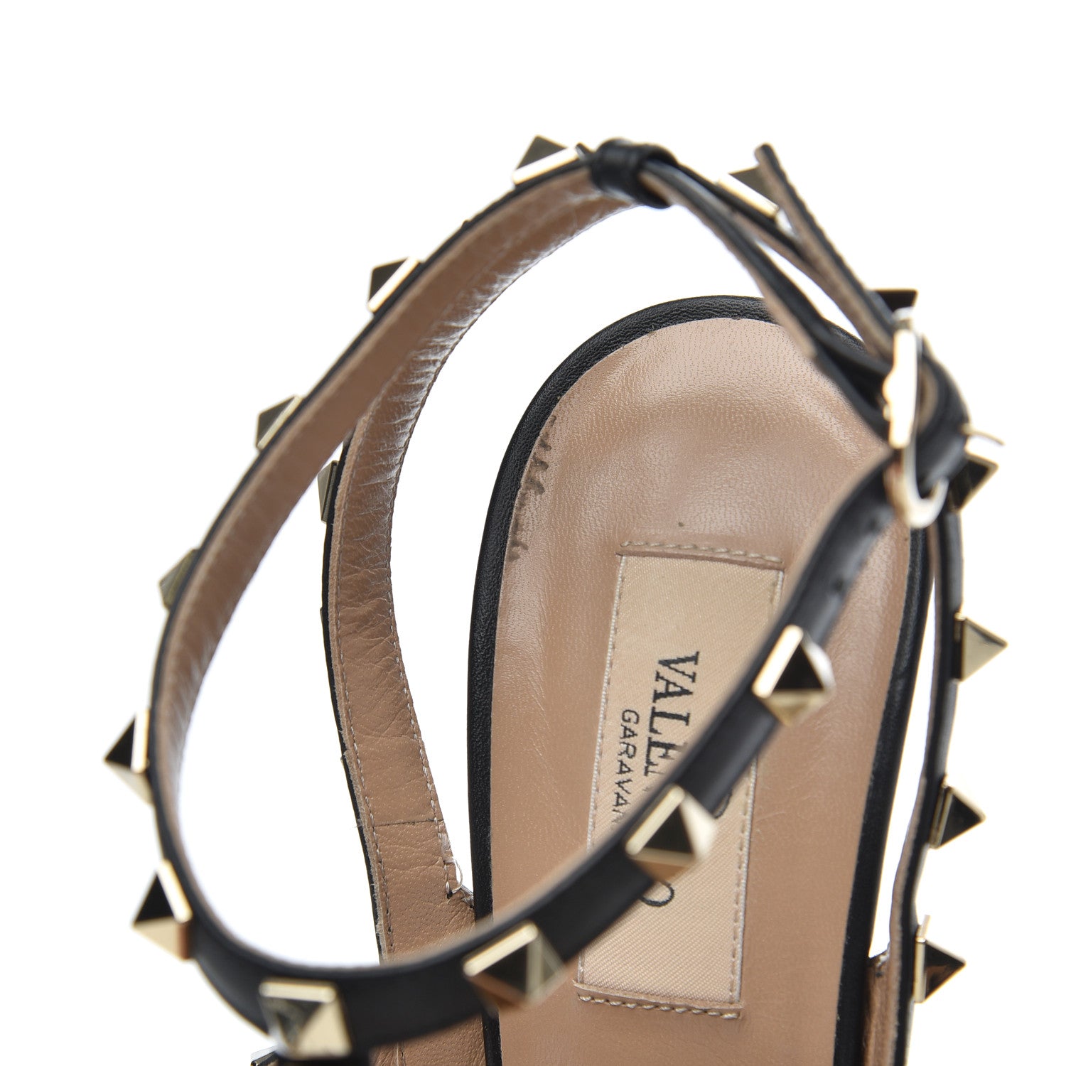 Valentino Garavani Pebbled Calfskin Rockstud Ankle Strap 100mm Pumps 38.5 Black 22 of 23