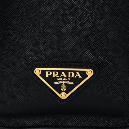 Prada Saffiano Lux Logo Embossed Large Shoulder Tote Handbag Black 18 of 24