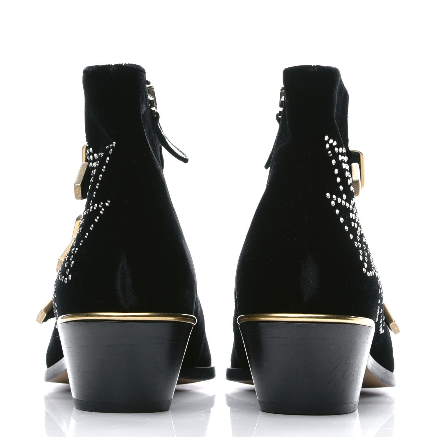 Chloe Velvet Studded Susanna Ankle Boots 39 Black 5 of 8