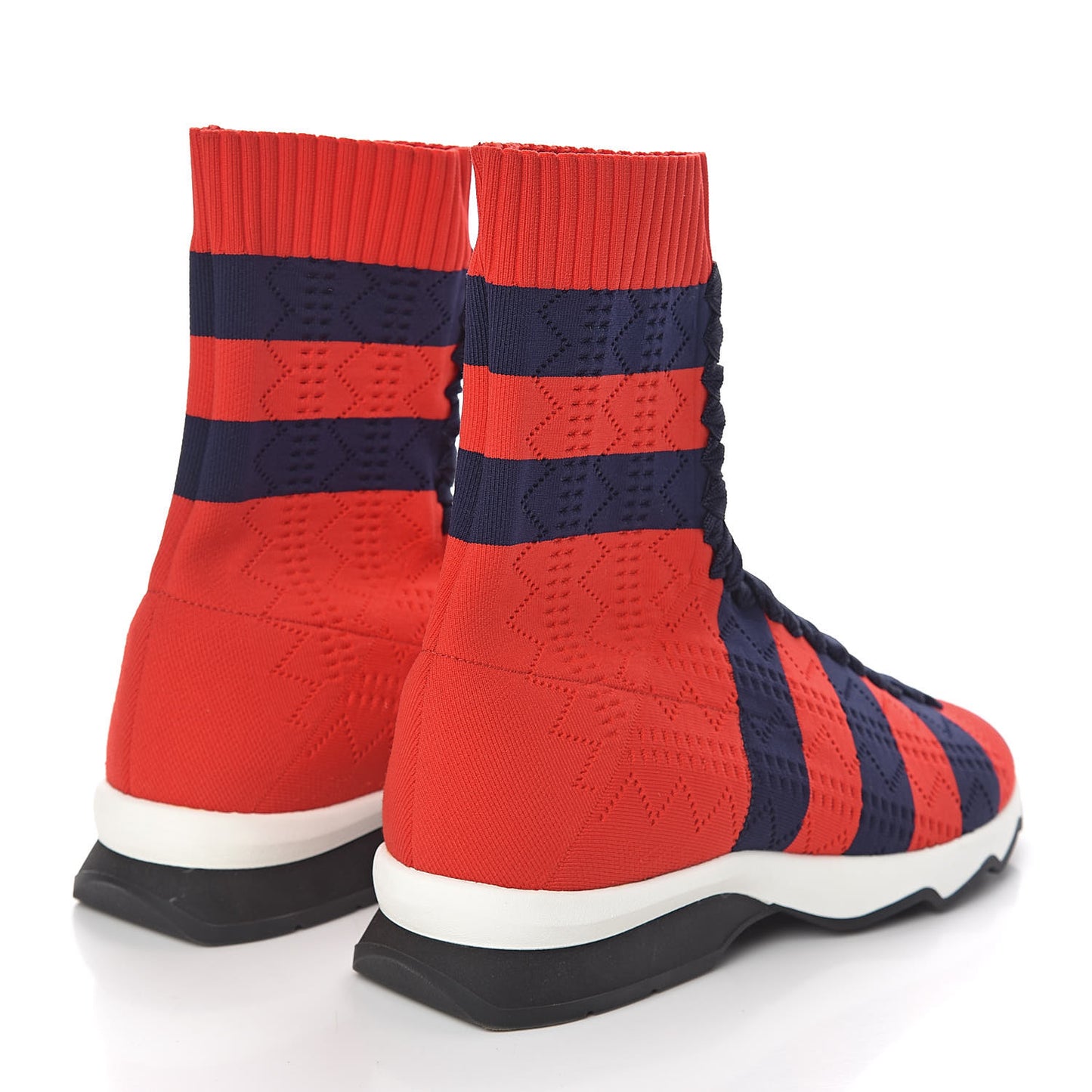 Stretch Knit Stripe Sock Sneakers 38 Red Blue