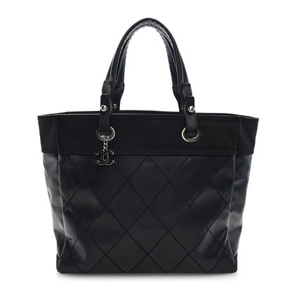 Chanel Coated Canvas Quilted Large Paris Biarritz Tote Black 1 of 10