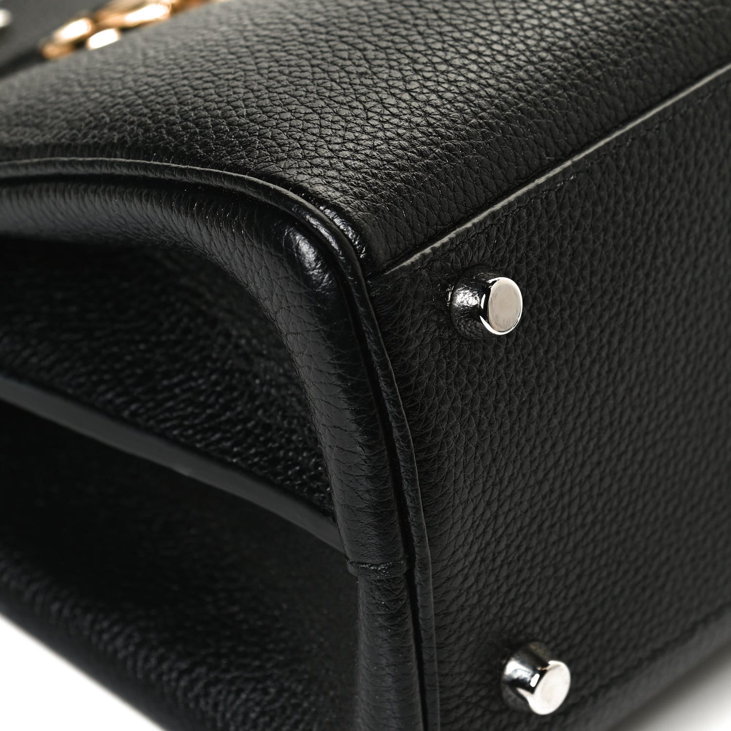 Grainy Calfskin Small Zumi Top Handle Bag Black
