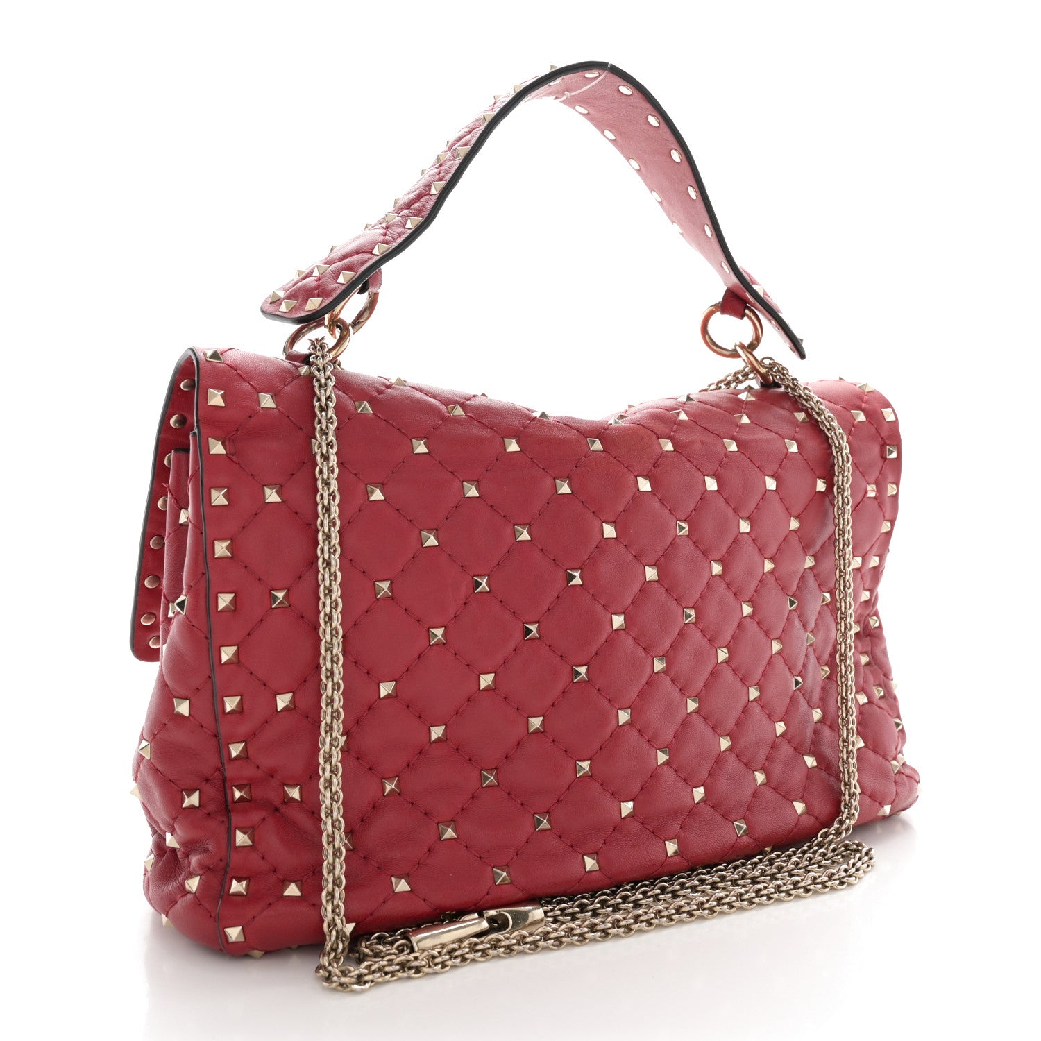Valentino Garavani Nappa Large Rockstud Spike Shoulder Bag Rubino 3 of 15