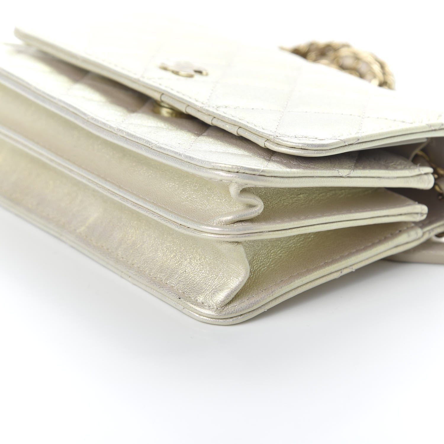Chanel Iridescent Lambskin Quilted Mini Wallet On Chain WOC Ivory 7 of 11